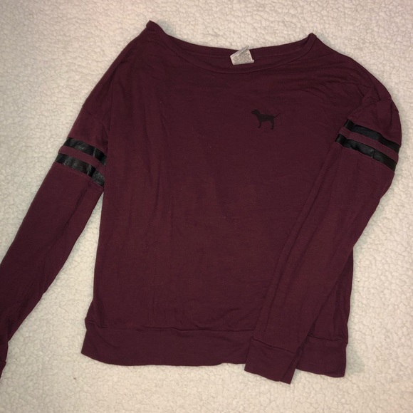 PINK Victoria's Secret Tops - PINK victoria’s secret long sleeve maroon t-shirt
